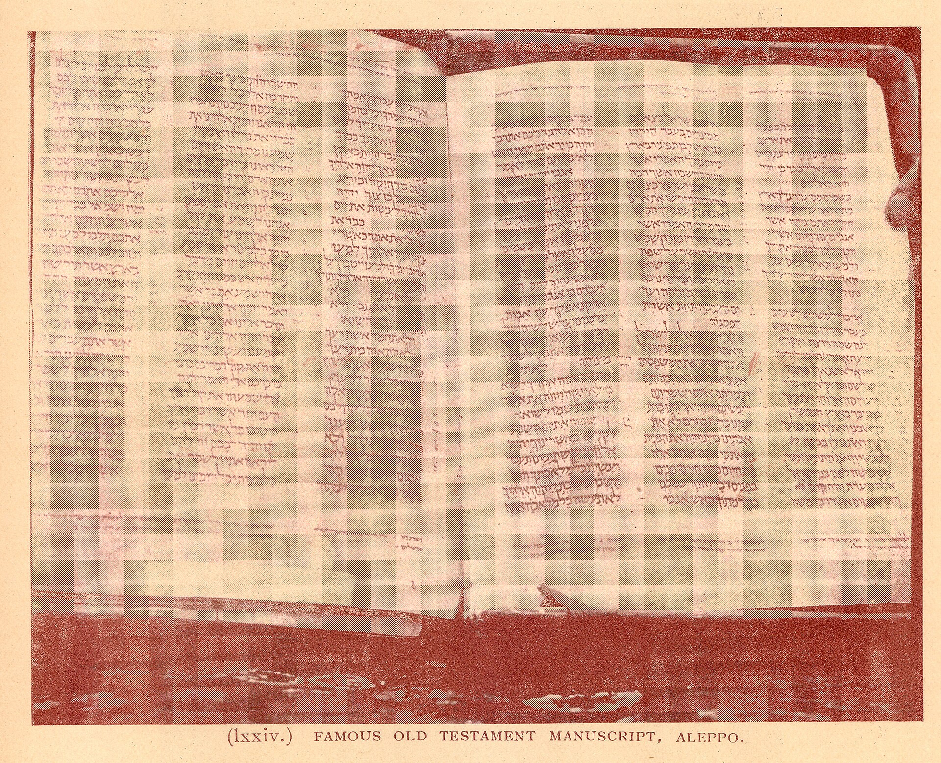 Página de manuscrito hebraico em colunas, com texto vocalizado.